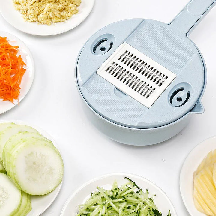 Multifunctional Vegetable Slicer with Sieve - 3 - In-1 Kitchen Grater for Vegetables & Fruit | Practical Kitchen Helper with Drip Tray