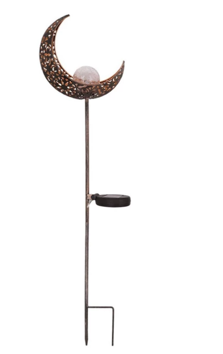 Metal Solar Garden Light - Waterproof Led Design in Moon , Flame , Sun or Star Shape