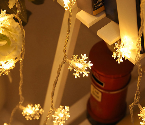 Led Snowflake Fairy Lights For Indoors And Outdoors - Decorative Lighting With Warm White Or Coloured Light