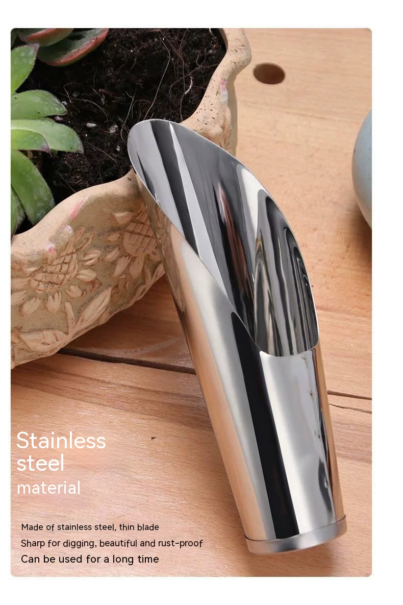 Stainless Steel Shovel for Potting Soil - Robust Planting Shovel for Garden and Balcony