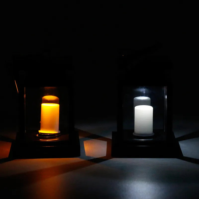 Solar Lantern With LED Candle - Hanging Lamp For Garden & Terrace , Decorative Light For Outdoor Use