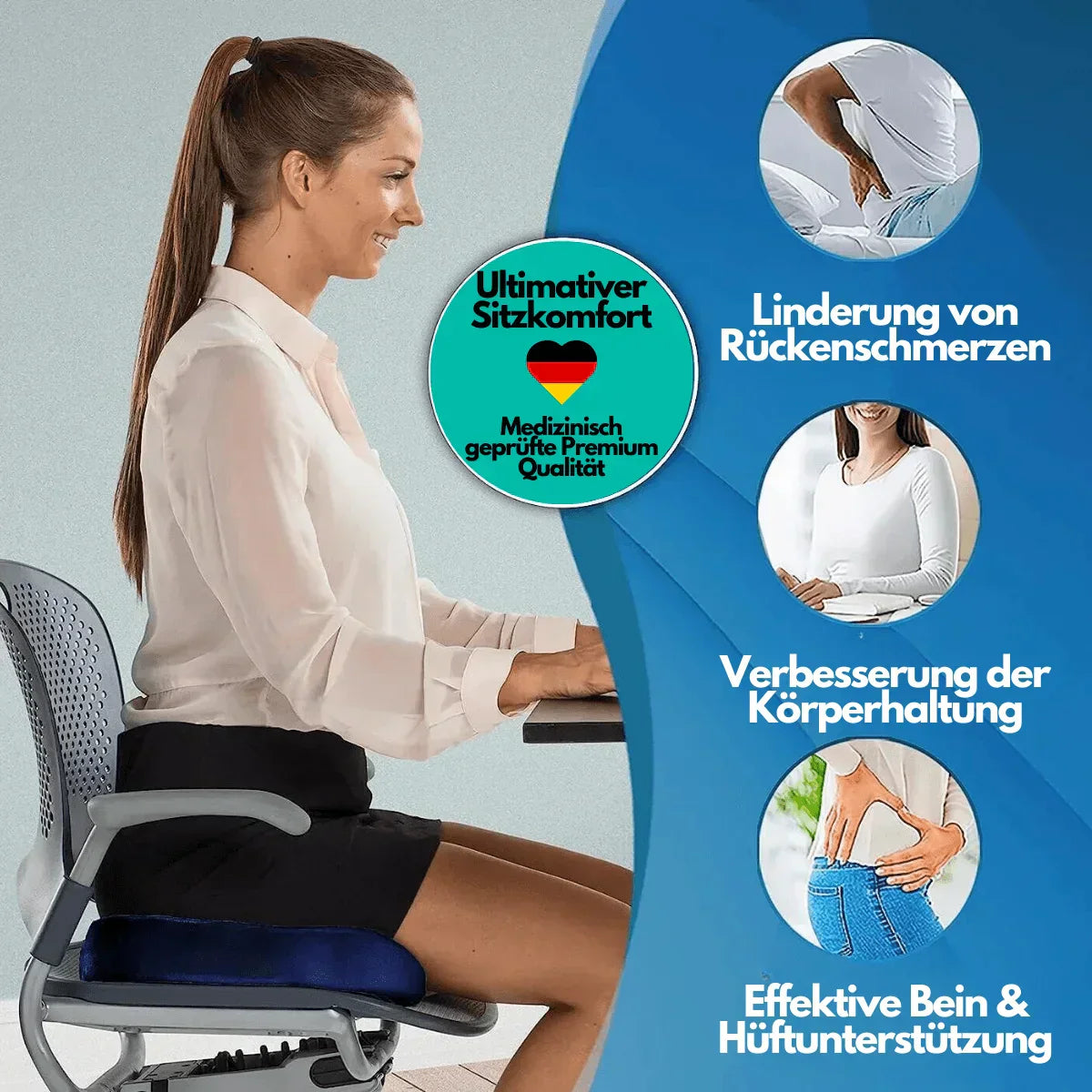Ergonomic 4D Comfort Seat Cushion With Orthopaedic Support