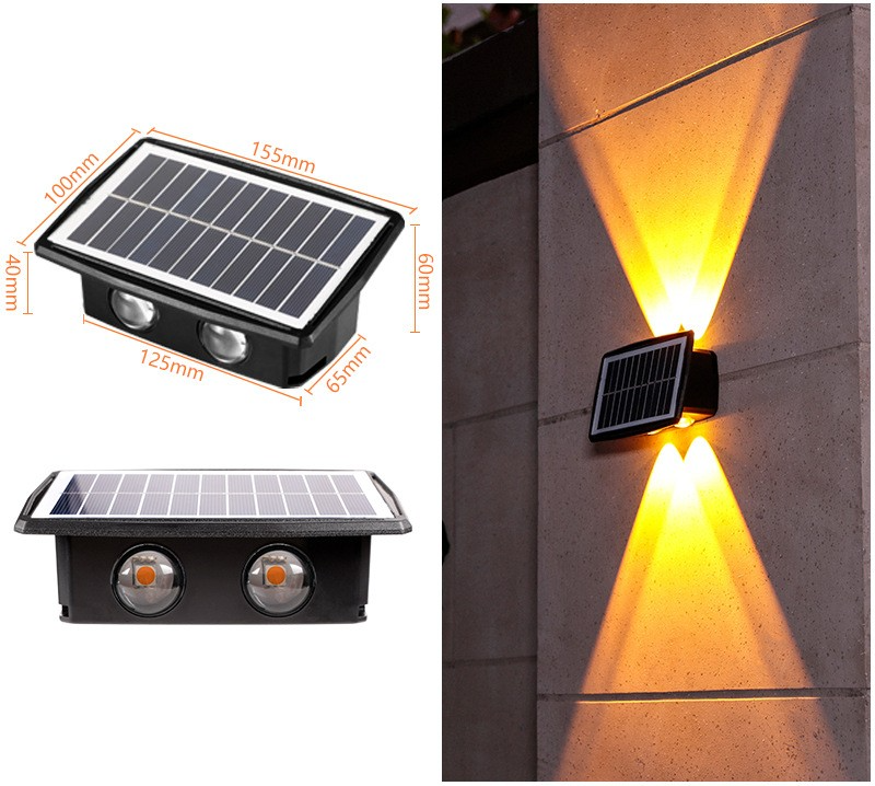 Solar Led Outdoor Wall Light With Up & Down Effect - Modern Wall Lighting For Garden And Patio