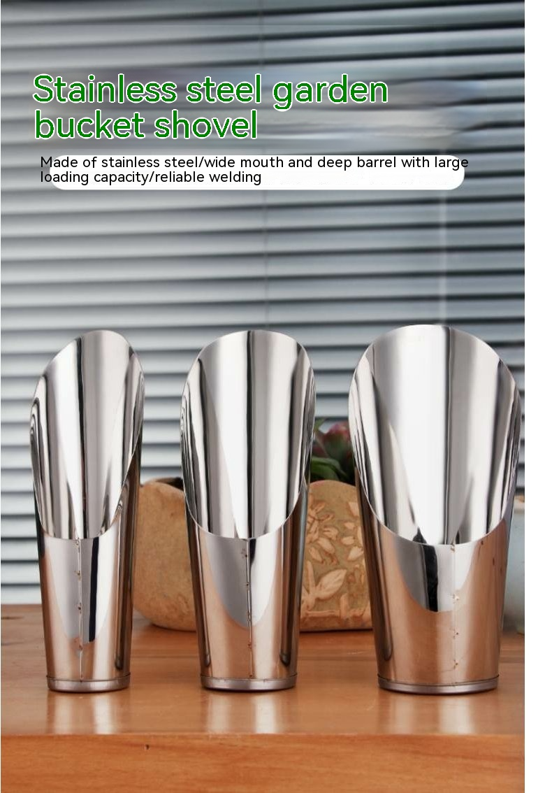 Stainless Steel Shovel for Potting Soil - Robust Planting Shovel for Garden and Balcony