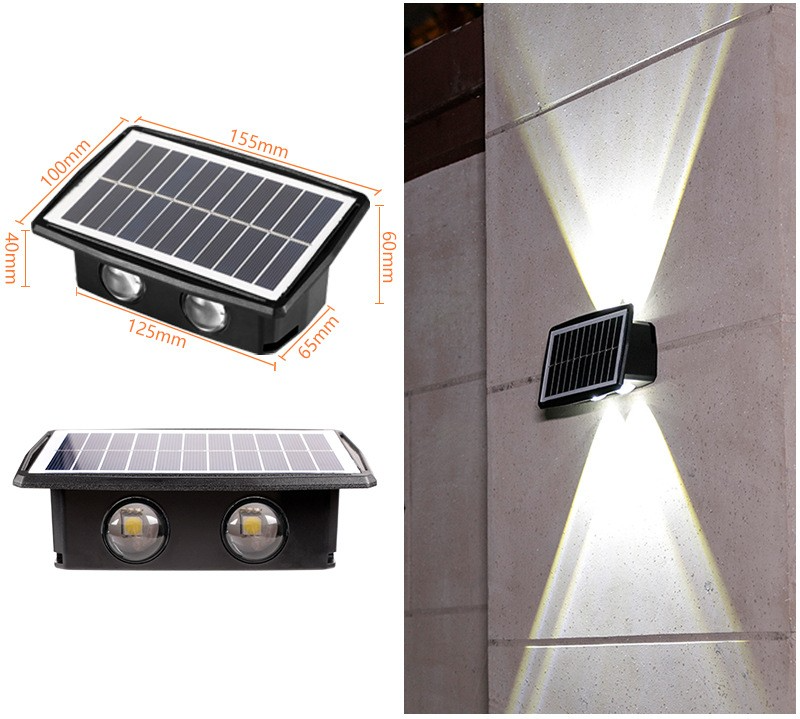 Solar Led Outdoor Wall Light With Up & Down Effect - Modern Wall Lighting For Garden And Patio