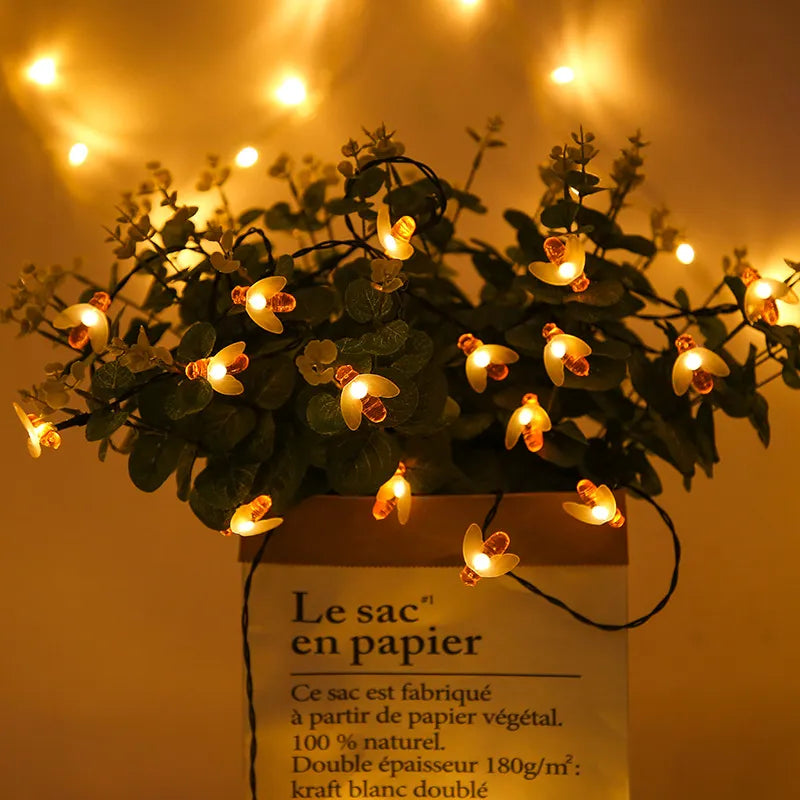 Solar Fairy Lights Bee - LED Decorative Lights For Garden & Patio , Outdoor Lighting With Bee Design