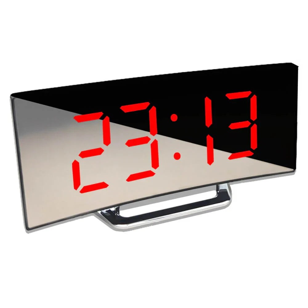 Curved LED Digital Alarm Clock In A Modern Style