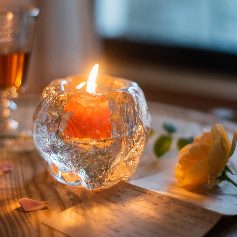Glass Tealight Holder - Decorative Candle Holder Made Of Clear Glass For Cosy Lighting