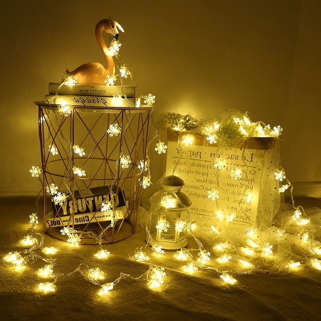 Led Snowflake Fairy Lights For Indoors And Outdoors - Decorative Lighting With Warm White Or Coloured Light