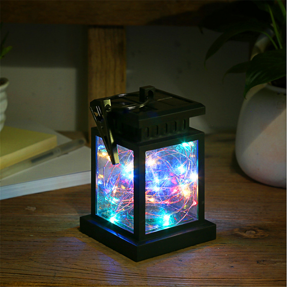 Solar Led Lantern With Wire Lights - Decorative Garden Lamp For Outdoor Areas And Patios