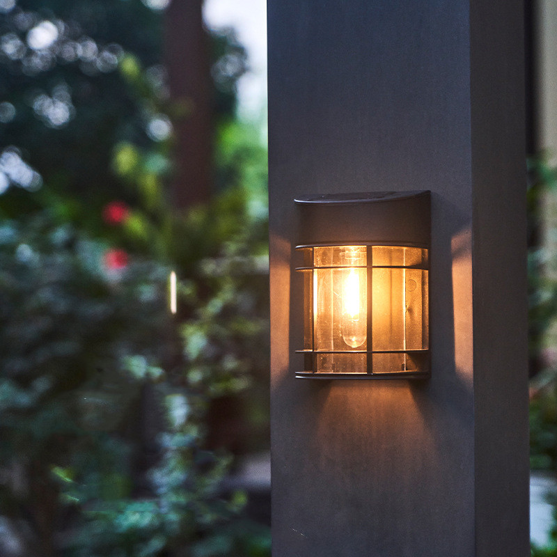 Outdoor Wall Light With Glass And Grille - Led Garden Lighting Weatherproof For Patio Balcony