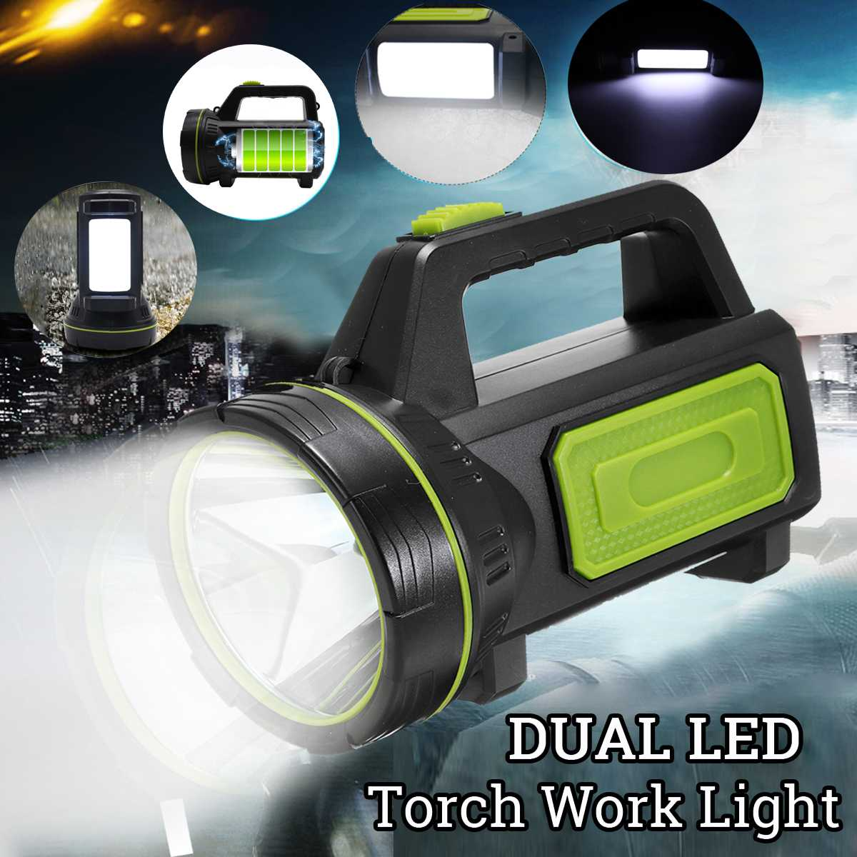 Led Torch with Side Light - Portable Work Lamp for Camping and Emergencies