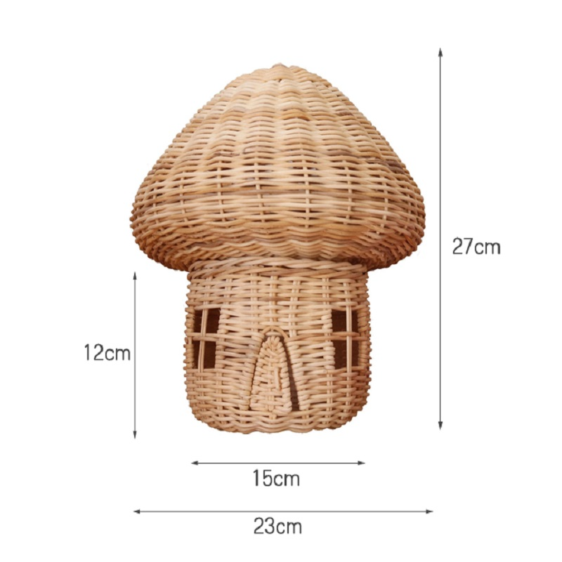 Handmade Rattan Mushroom House Ornament - Beautiful Wickerwork Decoration for the Home