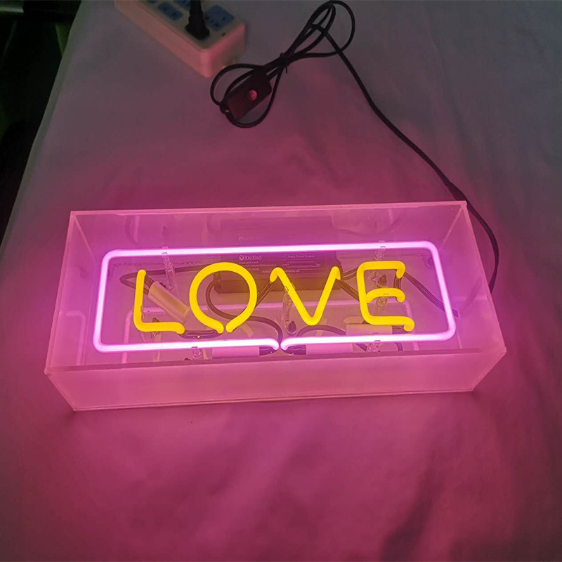 Neon Sign Acrylic Glass - LED Light Box For Living Room & Bedroom , Decorative Table Lamp