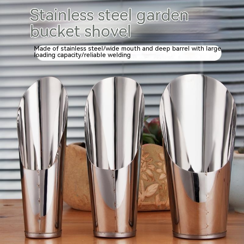 Stainless Steel Shovel for Potting Soil - Robust Planting Shovel for Garden and Balcony