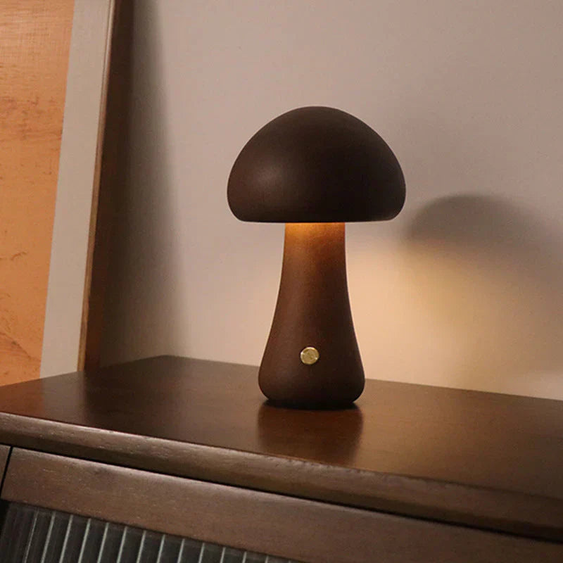 Wooden Mushroom Led Night Light - Charming Lamp in Natural Design for a Cosy Atmosphere