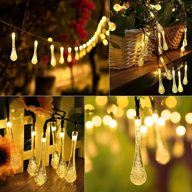 Solar Led Fairy Lights - Colourful Drop Lights For Garden Patio And Decoration