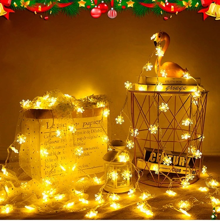 Led Snowflake Fairy Lights For Indoors And Outdoors - Decorative Lighting With Warm White Or Coloured Light