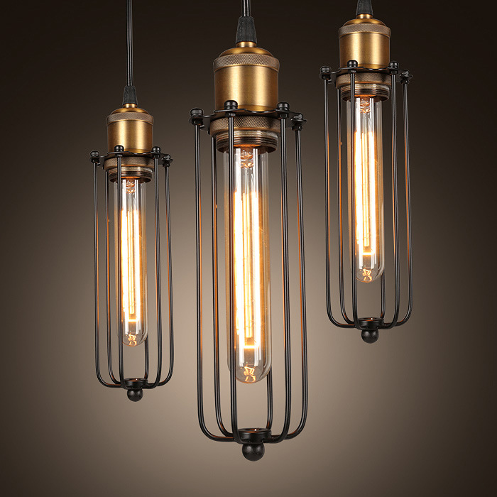 Industrial Pendant Light In Retro Design - Vintage Hanging Lamp With Metal Grid