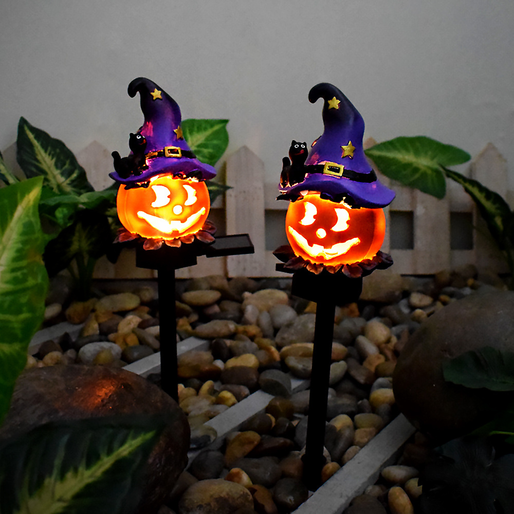 Halloween Solar Lights - Decorative Led Garden Lights With Pumpkin And Witch Motifs