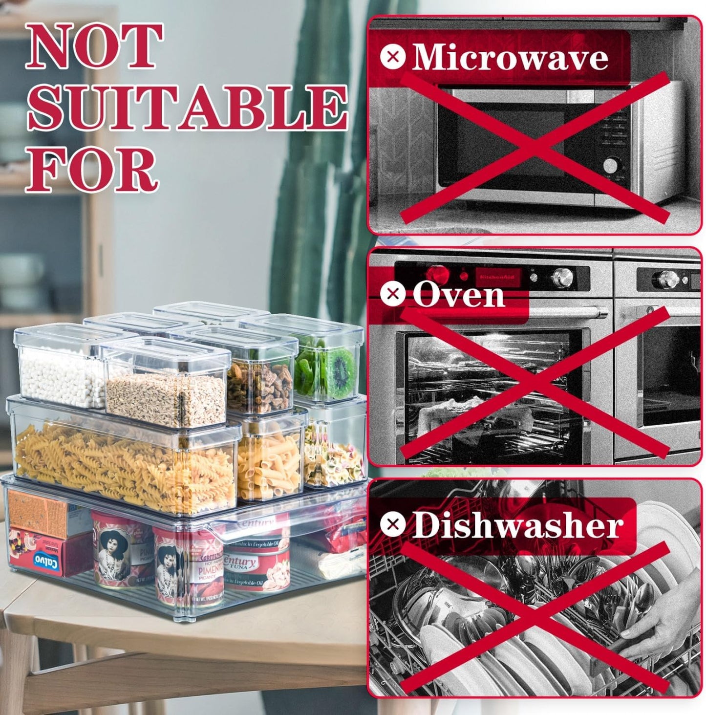 Stackable Refrigerator Organizer Set with 10 Storage Boxes