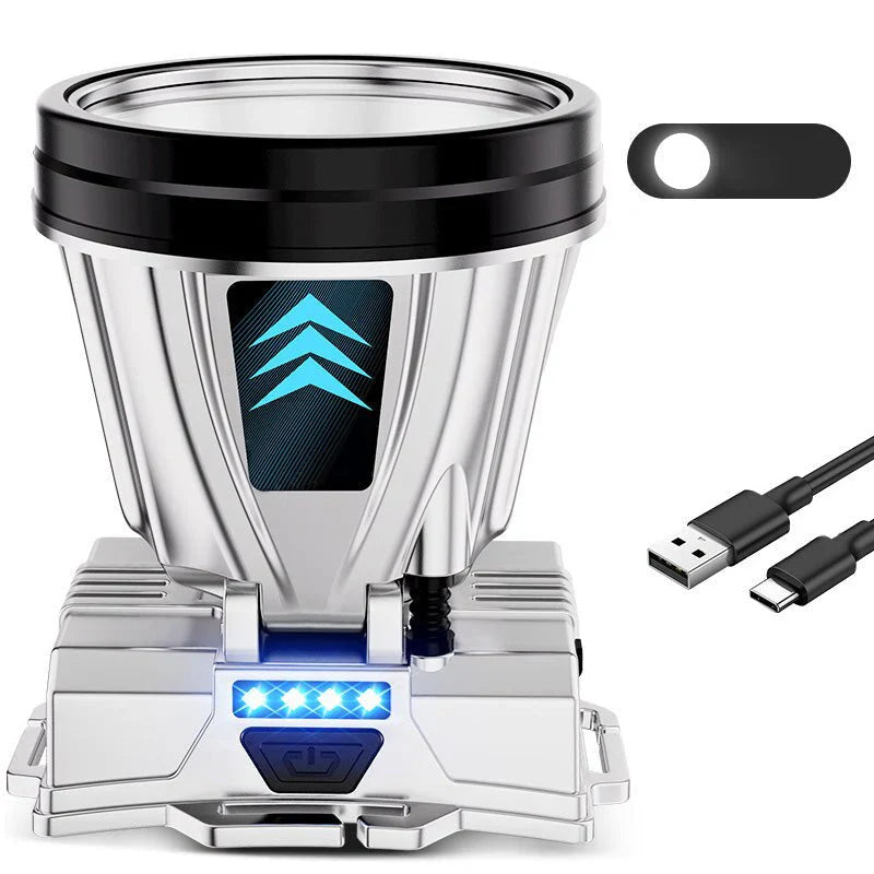 Wide - Beam Led Headlamp with Power Bank Function and Usb Charging Port