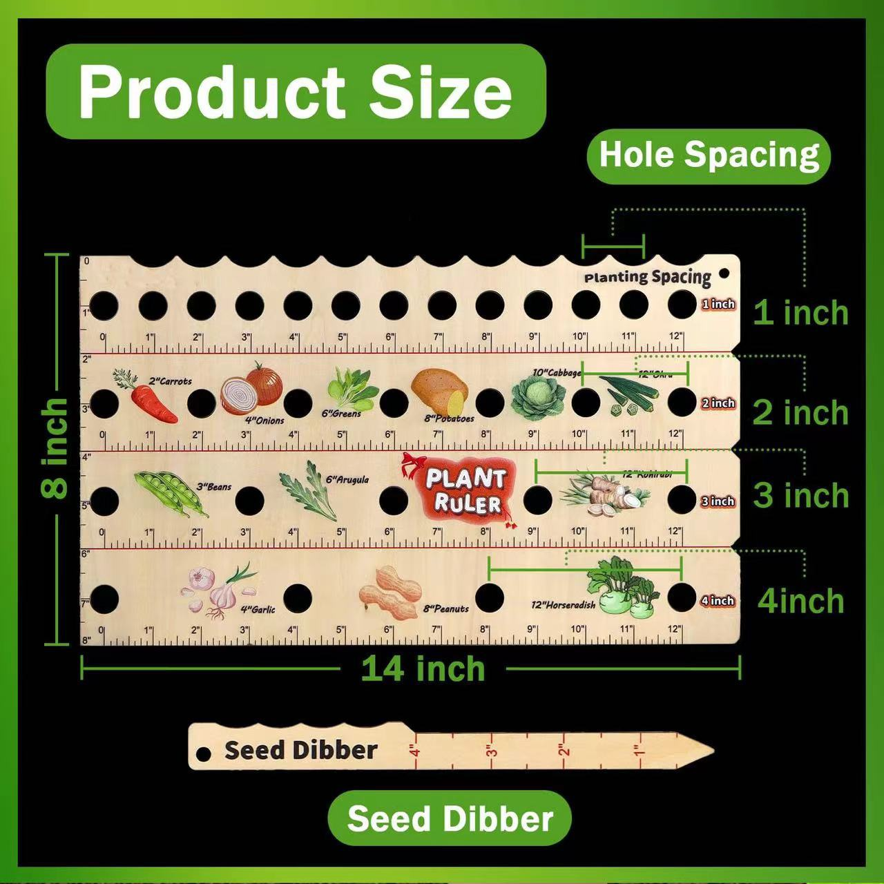 Wood Planting Ruler - Multifunctional Seed Measuring Tool for Garden