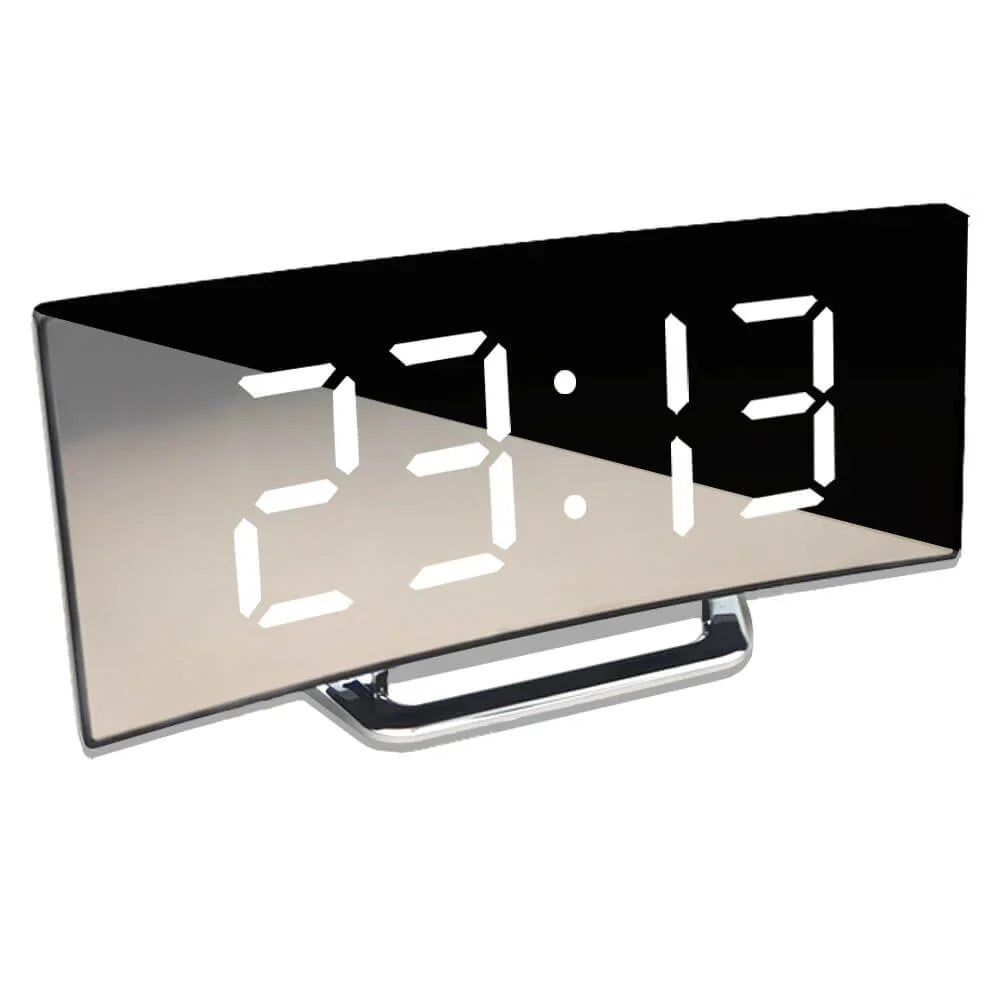 Curved LED Digital Alarm Clock In A Modern Style