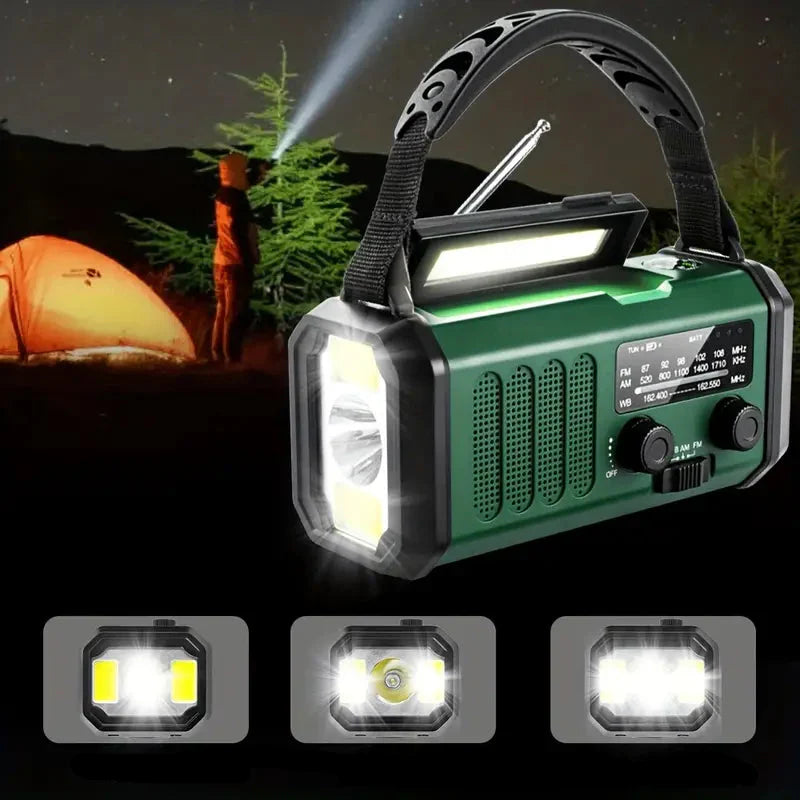 Solar Emergency Radio with Powerbank - Crank Radio with Led Torch for Camping & Outdoor