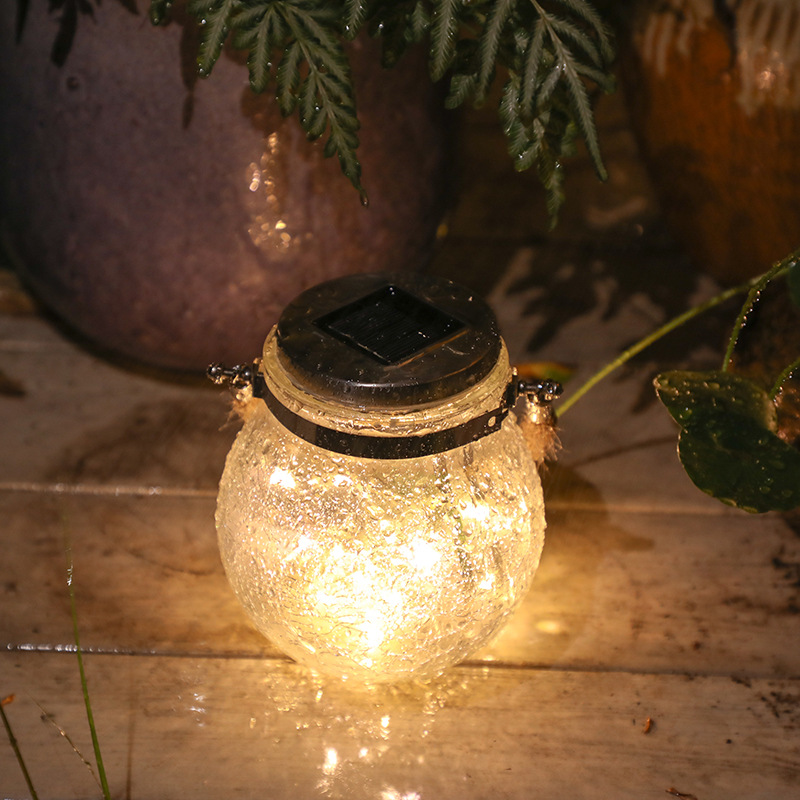 Solar Led Lantern In A Jar - Decorative Garden Lighting With Wire Lights And Carrying Handle