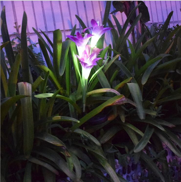 Lily - Shaped Solar Led Flower Lights - Colour - Changing Garden Lights With Rod For Outdoor Areas