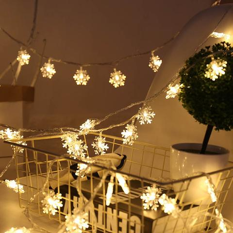 Led Snowflake Fairy Lights For Indoors And Outdoors - Decorative Lighting With Warm White Or Coloured Light