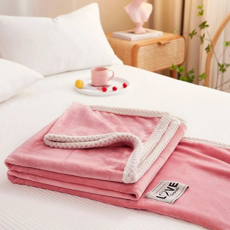 Flannel Fleece Cozy Blanket in Pink