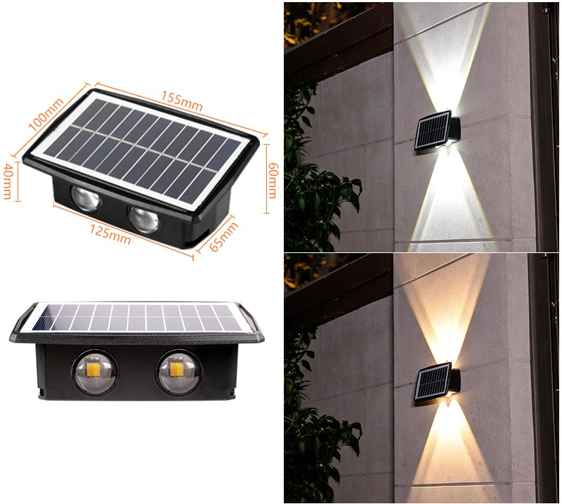 Solar Led Outdoor Wall Light With Up & Down Effect - Modern Wall Lighting For Garden And Patio