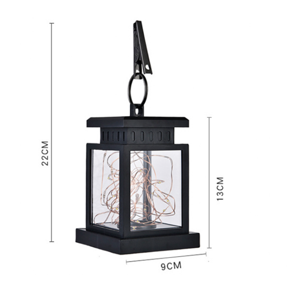 Solar Led Lantern With Wire Lights - Decorative Garden Lamp For Outdoor Areas And Patios