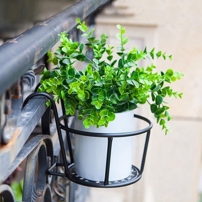 Hanging Metal Plant Basket - Balcony Plant Pot with Hook for Garden and Terrace
