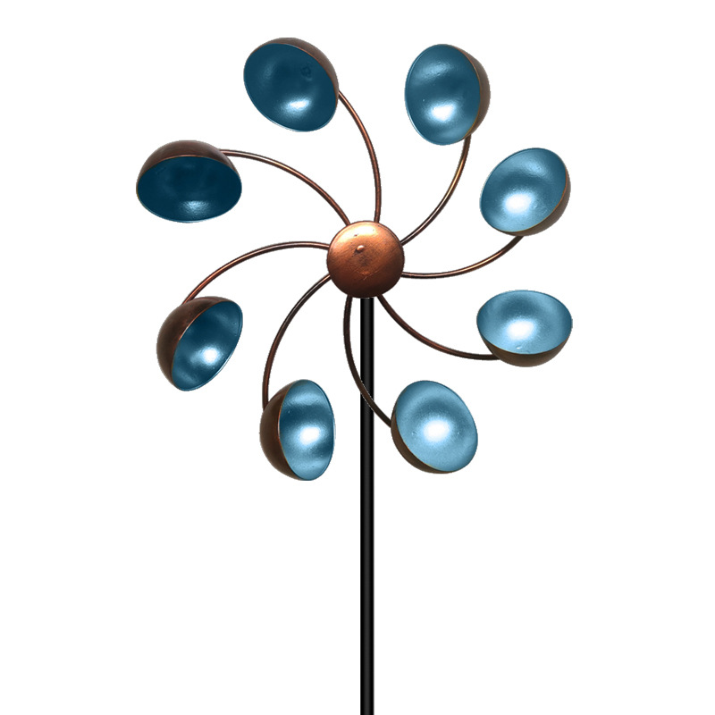 Decorative Garden Windmill with Metal Flowers - Colourful Wind Chime for Outdoor Use