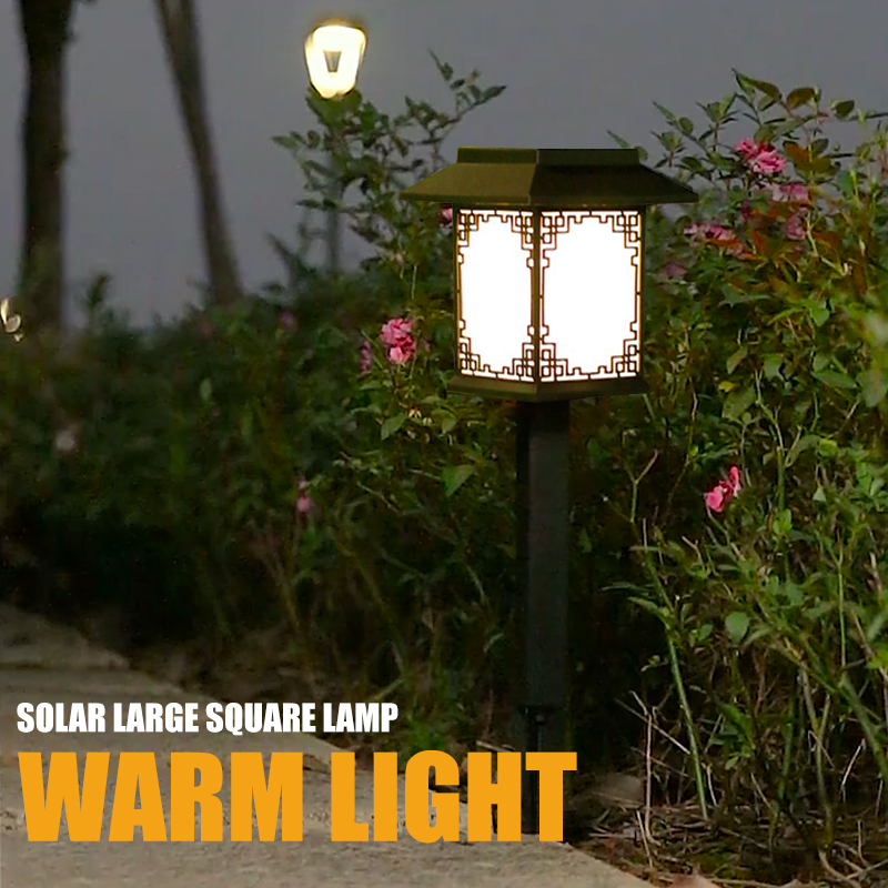 Solar Led Garden Lamp - Large Square Lamp With Warm Light And Dual Use