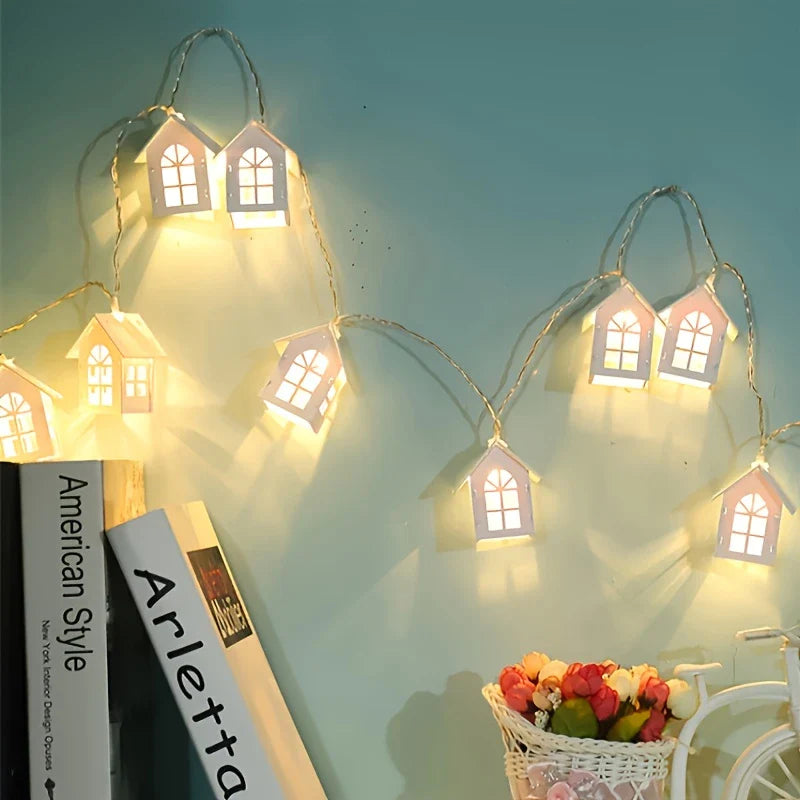 LED Fairy Lights With Mini Houses - Decorative Christmas Lighting For Indoors