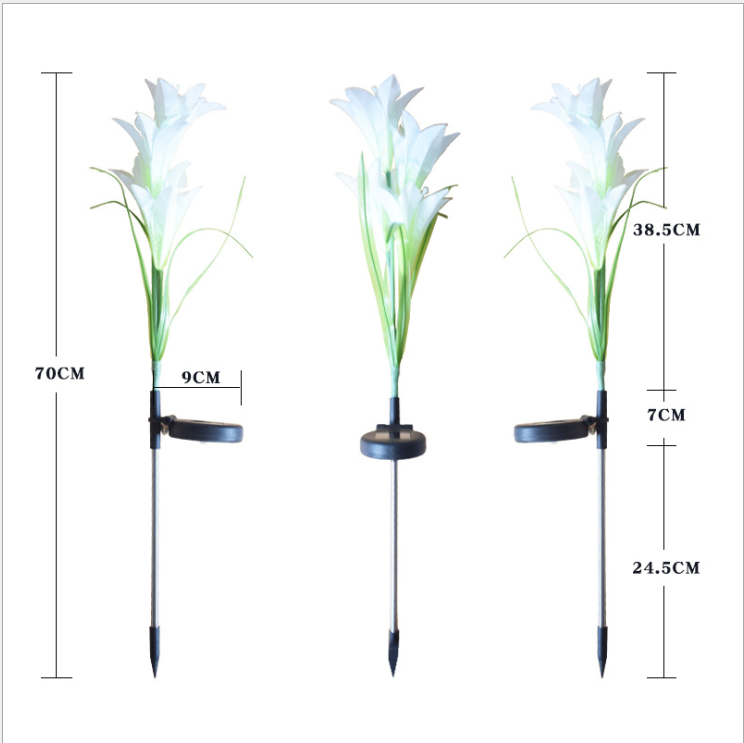 Lily - Shaped Solar Led Flower Lights - Colour - Changing Garden Lights With Rod For Outdoor Areas