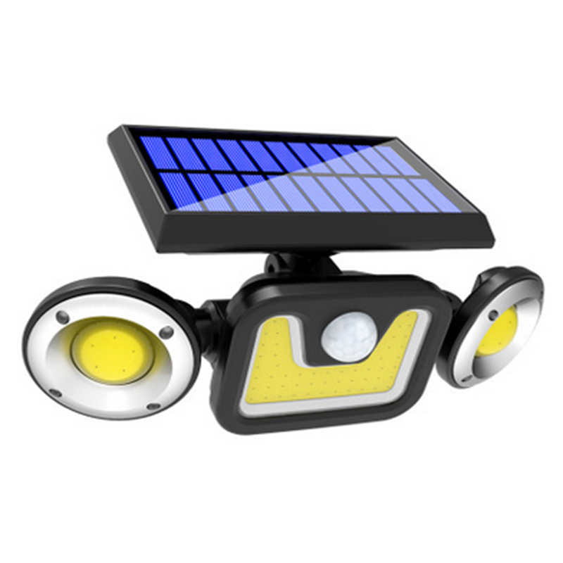 Solar Led Floodlight With Motion Detector - 3 - Spot Outdoor Lighting For Garden Yard And Garage