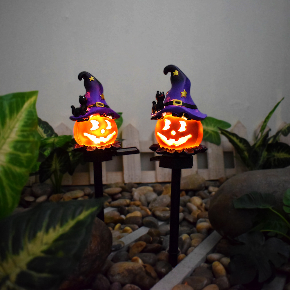 Halloween Solar Lights - Decorative Led Garden Lights With Pumpkin And Witch Motifs
