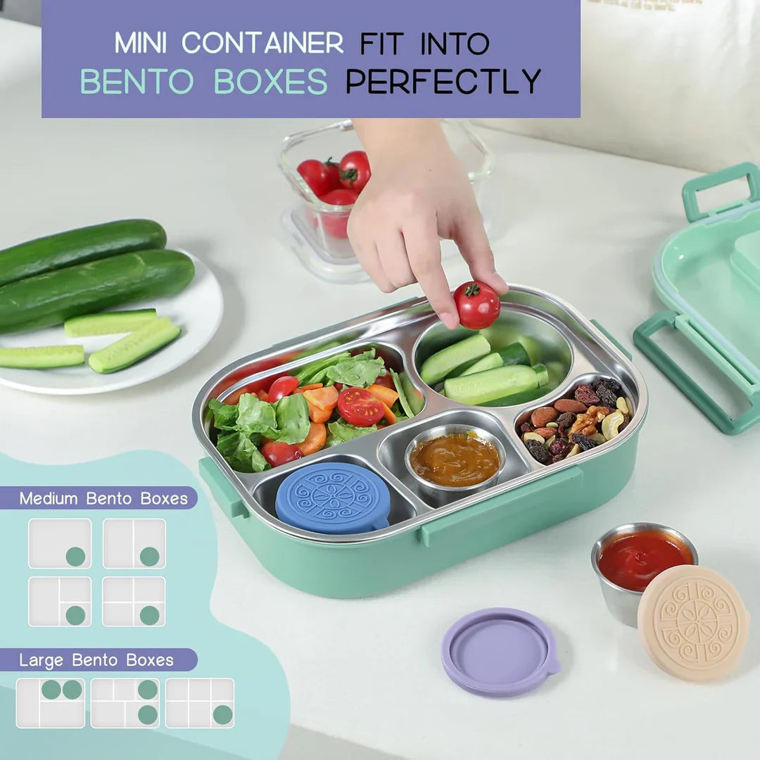 Tightly Sealable Stainless Steel Sauce Containers (Set Of 6)