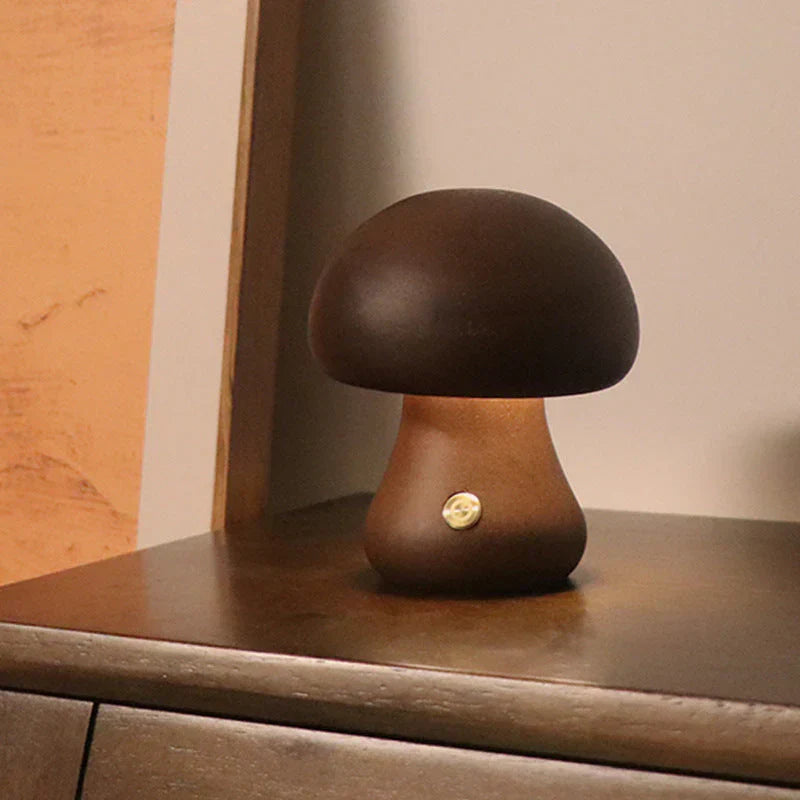 Wooden Mushroom Led Night Light - Charming Lamp in Natural Design for a Cosy Atmosphere