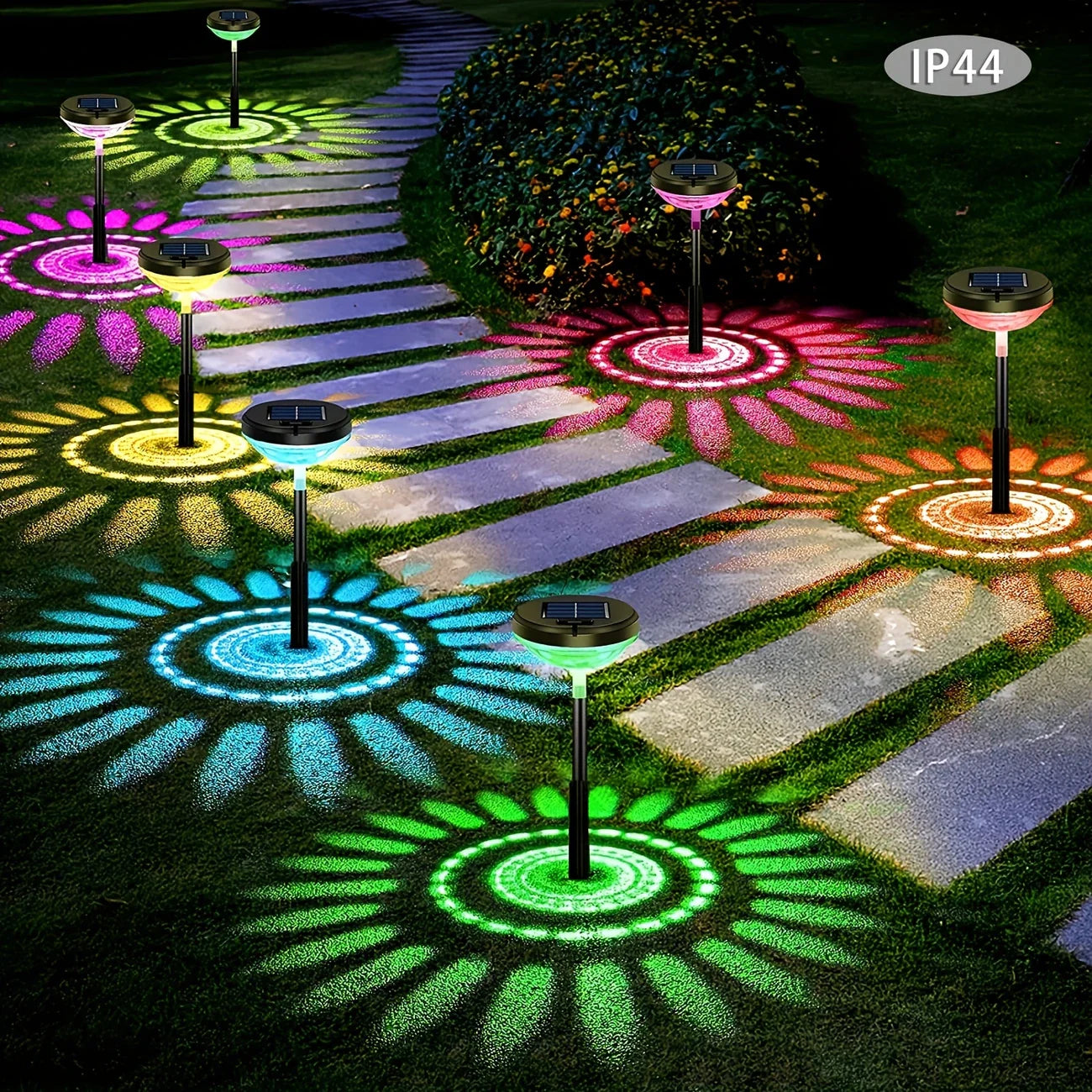 Solar Garden Lamp With Colour Change - Led Garden Lighting For Outdoor Use With Flower Pattern