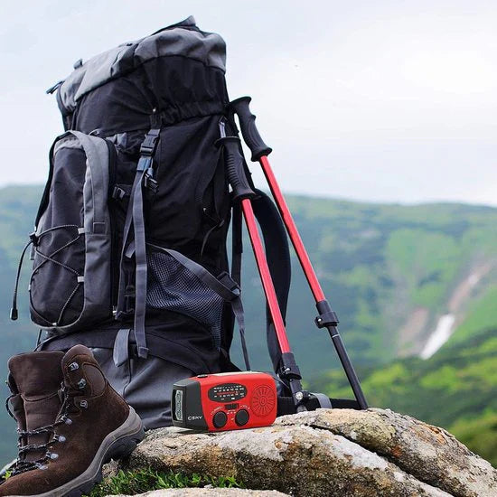 Emergency Solar Radio With Crank - Portable Dynamo Radio With Power Bank & LED Torch