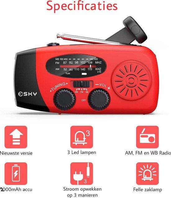 Emergency Solar Radio With Crank - Portable Dynamo Radio With Power Bank & LED Torch