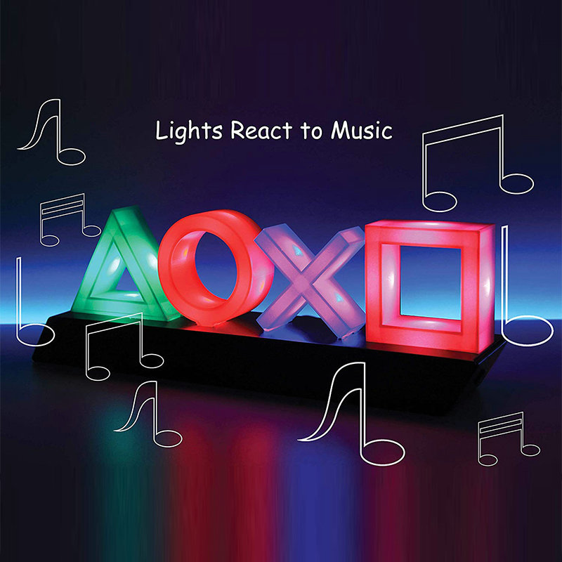 Led Table Lamp Playstation Symbols - Music - Controlled Decorative Lamp For Gaming Bedroom