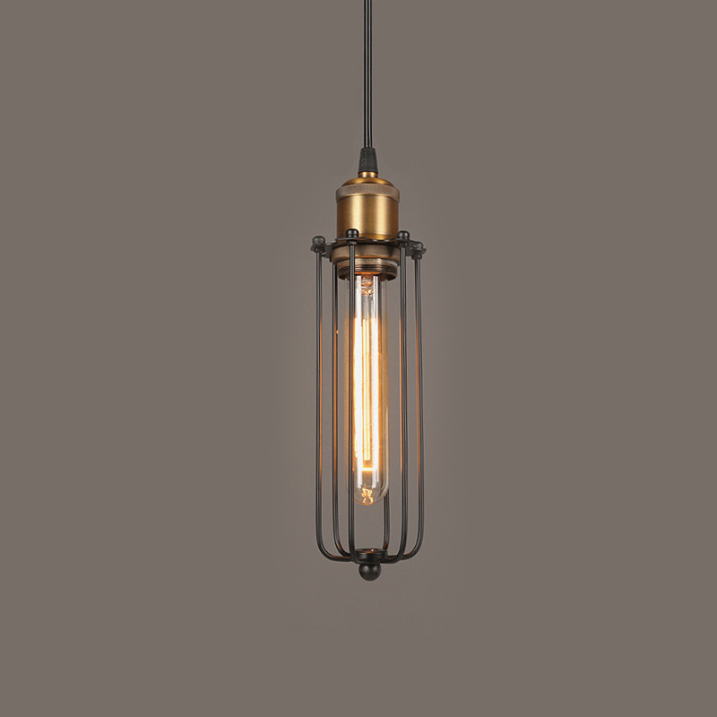 Industrial Pendant Light In Retro Design - Vintage Hanging Lamp With Metal Grid