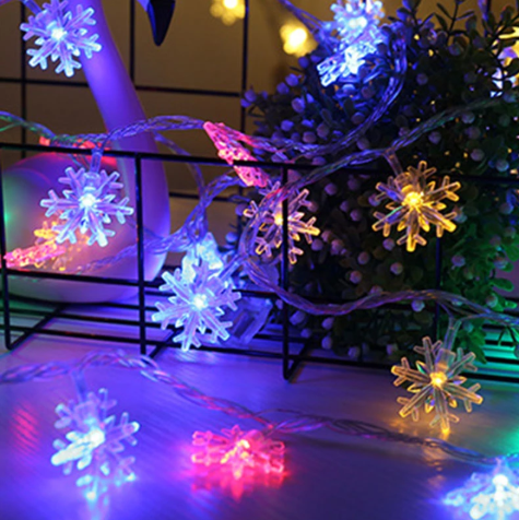 Led Snowflake Fairy Lights For Indoors And Outdoors - Decorative Lighting With Warm White Or Coloured Light